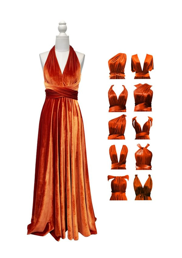 Velvet Orange Multiway Convertible Infinity Dress