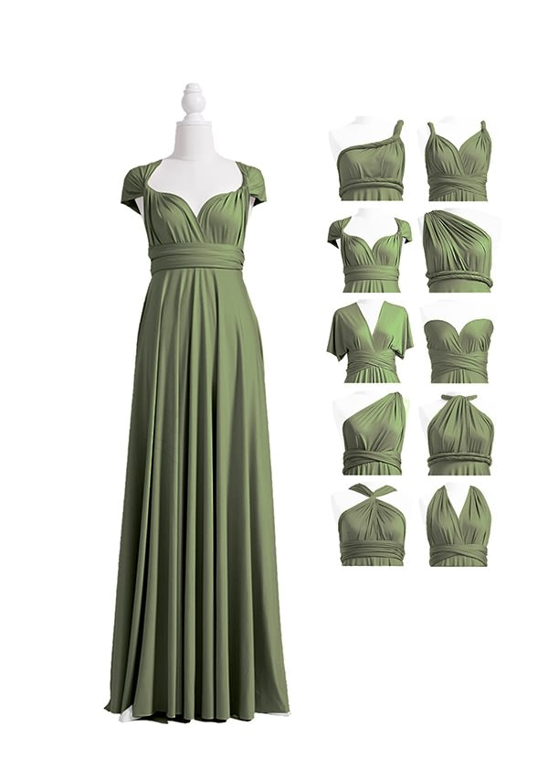 Olive Green Multiway Infinity Dress Long
