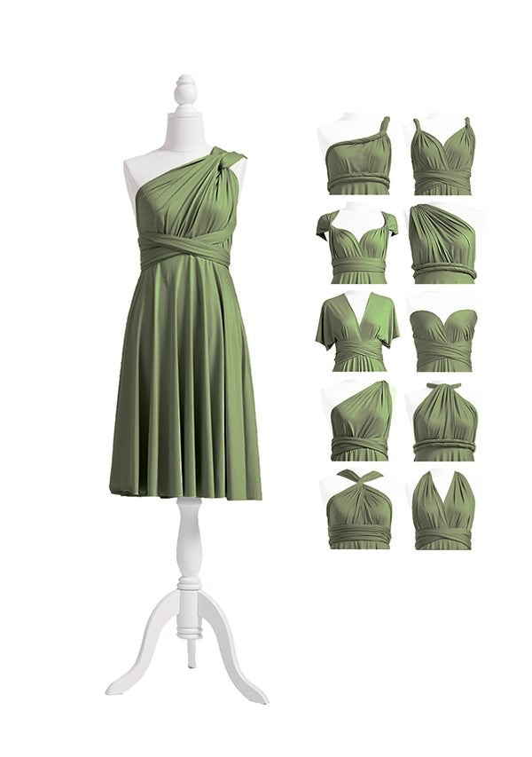 Olive Green Multiway Infinity Dress Short